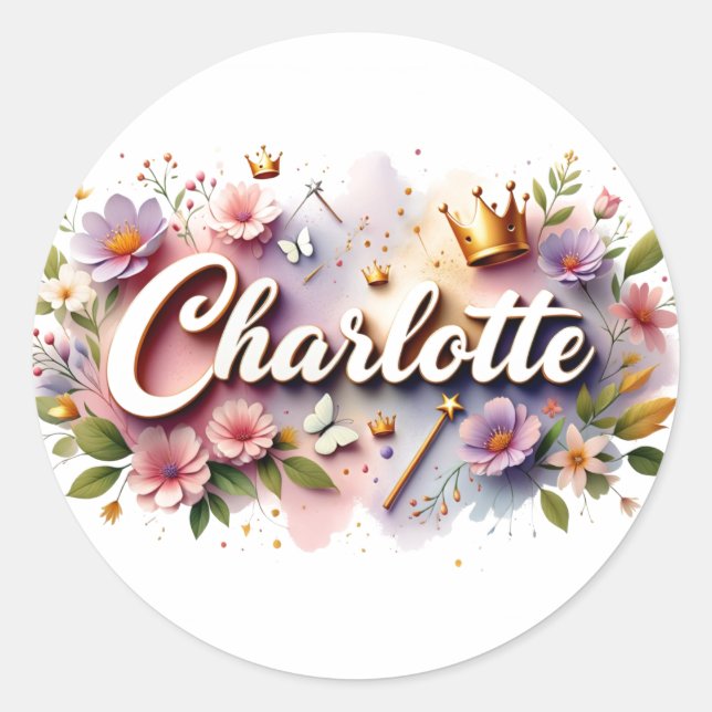 Personalized  Princess Floral Name Stickers  (Front)