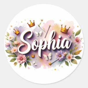 Personalized  Princess Floral Name Stickers
