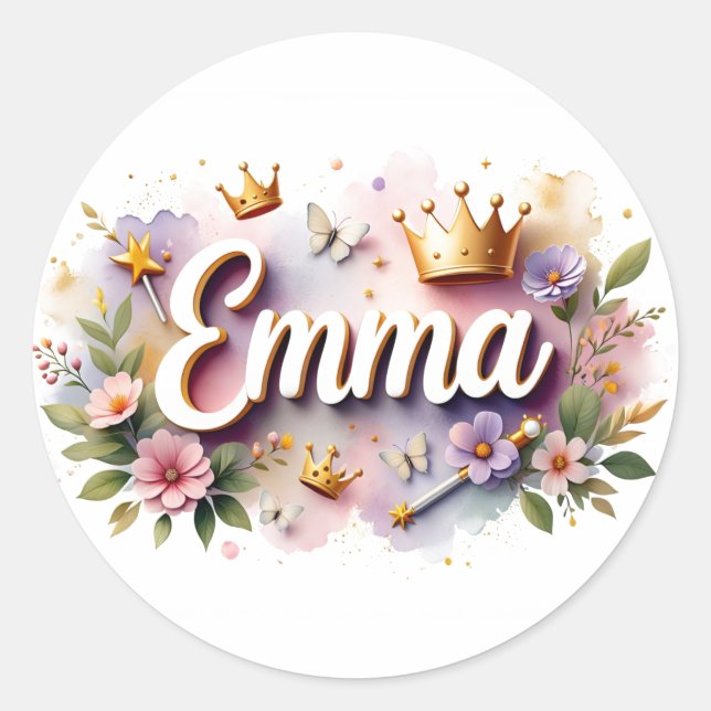 Personalized  Princess Floral Name Stickers  (Front)