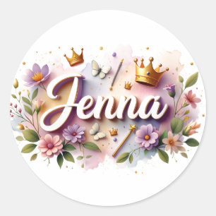 Personalized  Princess Floral Name Stickers 