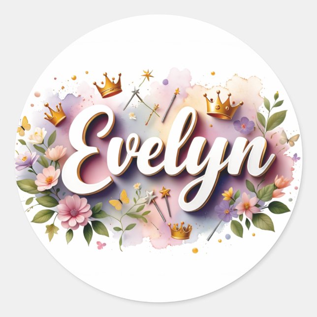 Personalized  Princess Floral Name Stickers  (Front)