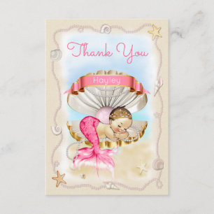 Personalized Princess Mermaid Clam Shell Thank You Card