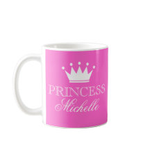 Personalized princess mug in pink with custom name