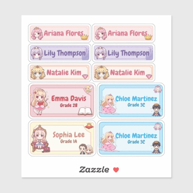 Personalized Princess Name Labels – Pastel Kawaii (Sheet)