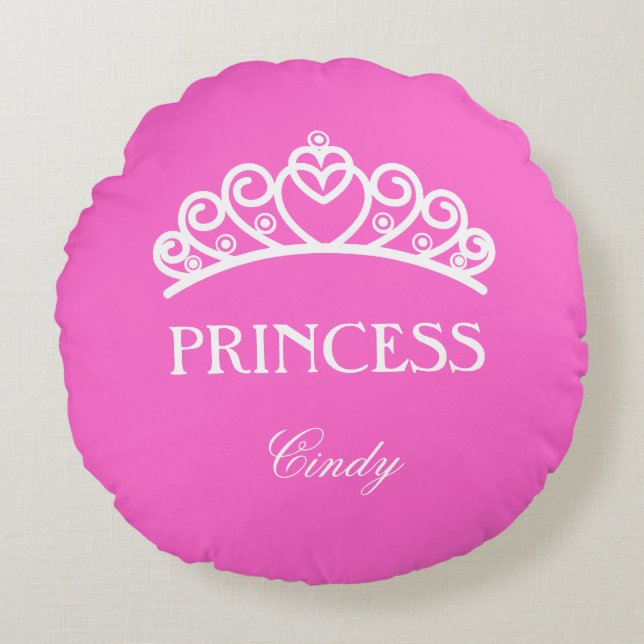 Personalized princess pillow in pink with name (Front)