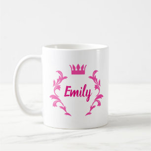 Personalized princess pink crown custom name Mug