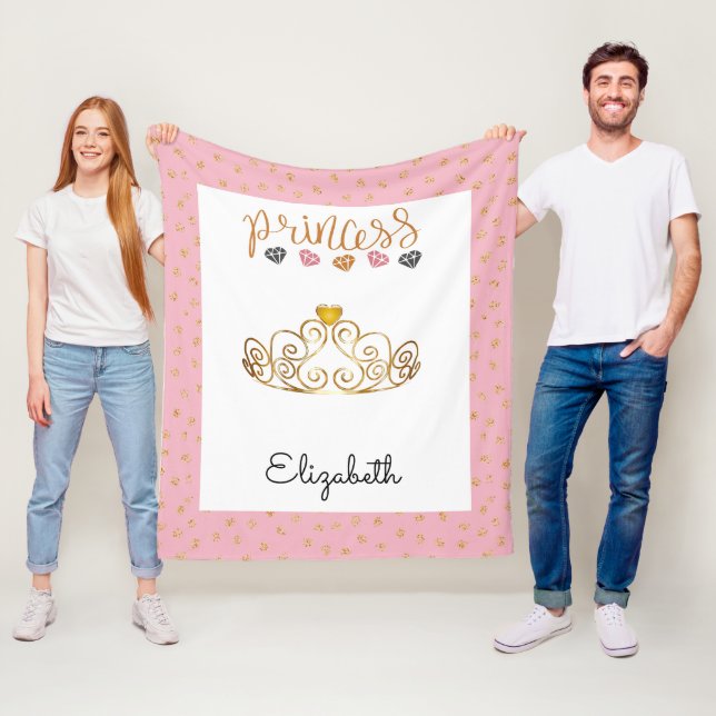 Personalized Princess Tiara Fleece Blanket (In Situ)