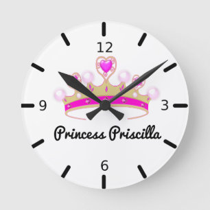 Personalized Princess Tiara Round Clock