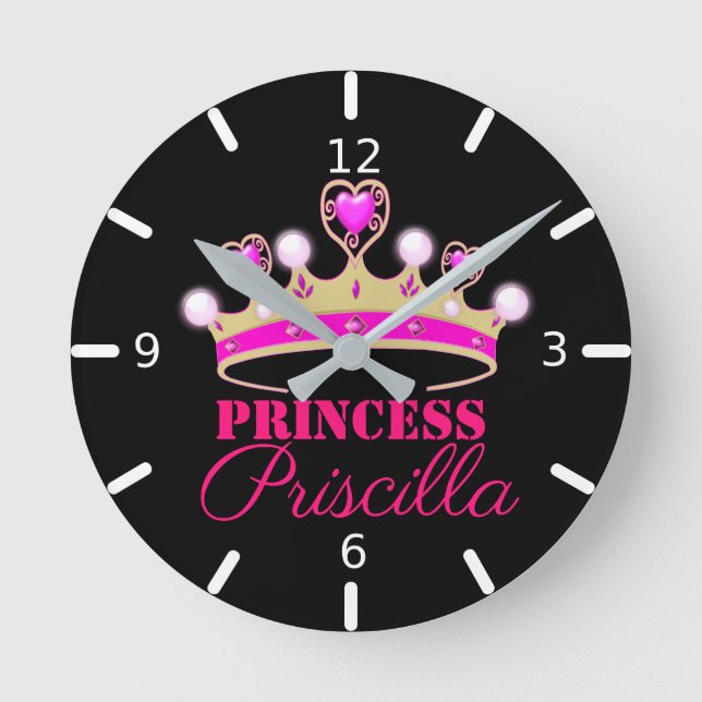 Personalized Princess Tiara Round Clock (Front)