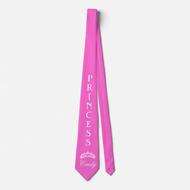 Personalized princess tie in pink with name (Front)