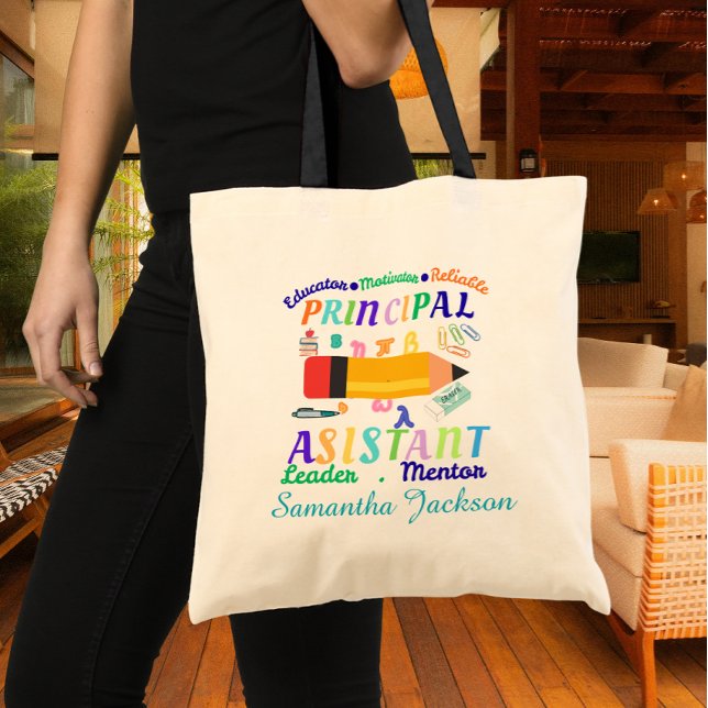 Personalized principal assistant teacher's day tote bag (Creator Uploaded)