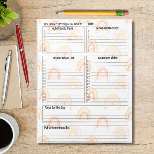 Personalized Principal Daily To-Do List rainbow Notepad
