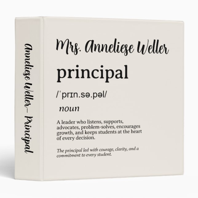 Personalized Principal Definition Binder (Front/Spine)