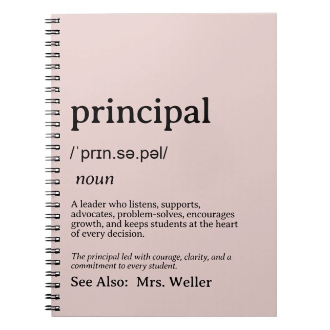 Personalized Principal Definition Leadership Notebook (Front)