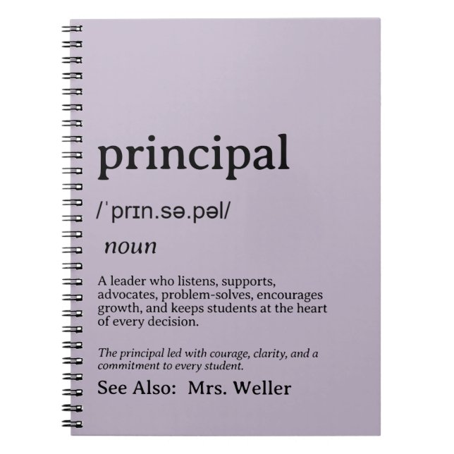 Personalized Principal Definition Leadership Notebook (Front)
