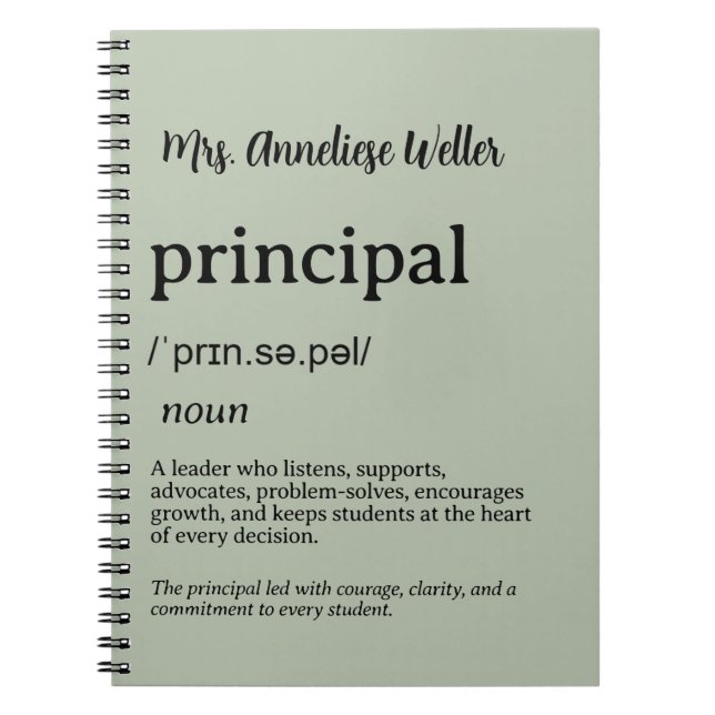 Personalized Principal Definition Notebook (Front)