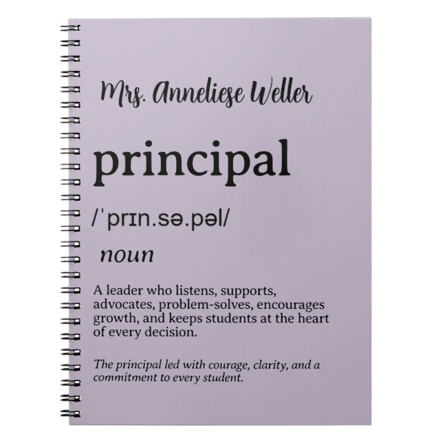 Personalized Principal Definition Notebook (Front)