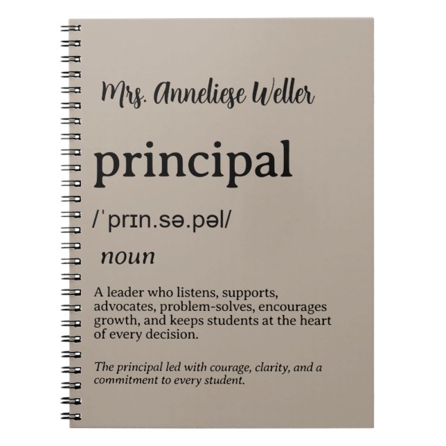 Personalized Principal Definition Notebook (Front)