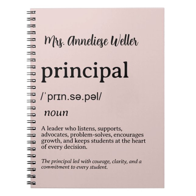 Personalized Principal Definition Notebook (Front)