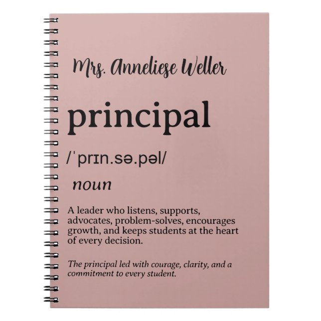 Personalized Principal Definition Notebook (Front)