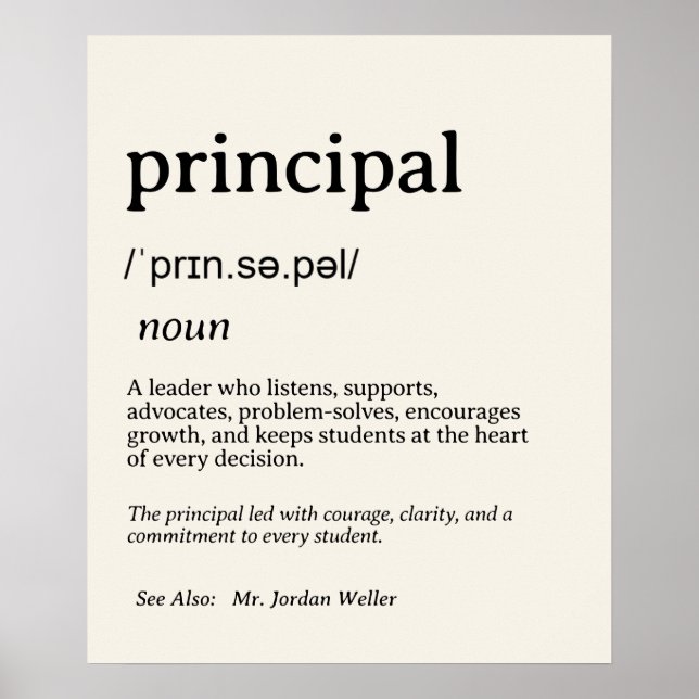 Personalized Principal Definition Poster (Front)