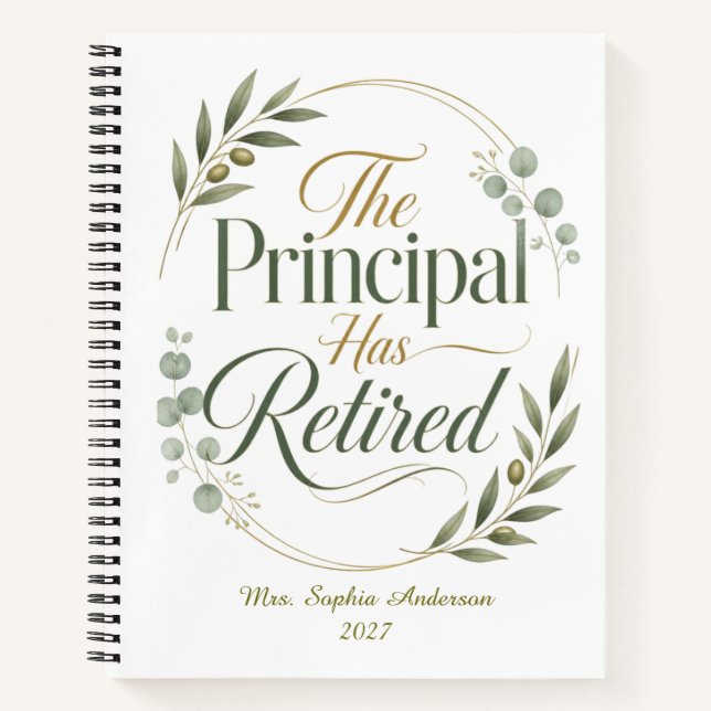 Personalized Principal Retirement Gift Notebook (Front)