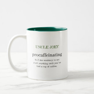 Personalized Procaffeinating Green Two-Tone Coffee Mug