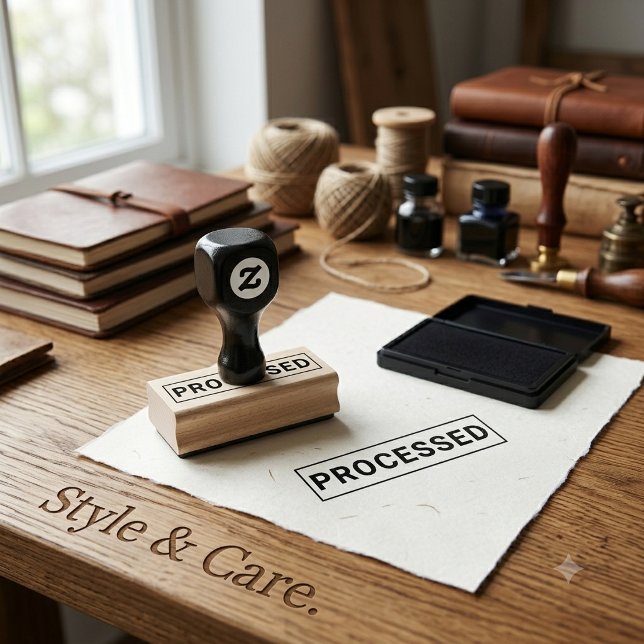 Personalized PROCESSED Label Wood Art Rubber Stamp (Personalized PROCESSED Label Wood Art Rubber Stamp)
