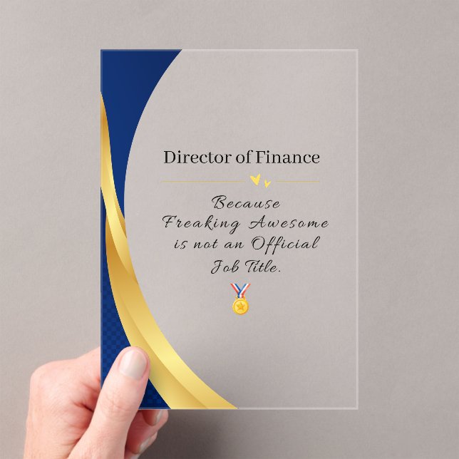 Personalized Profession – Elegant Gold & Blue  Acrylic Invitations (Insitu (Handheld))