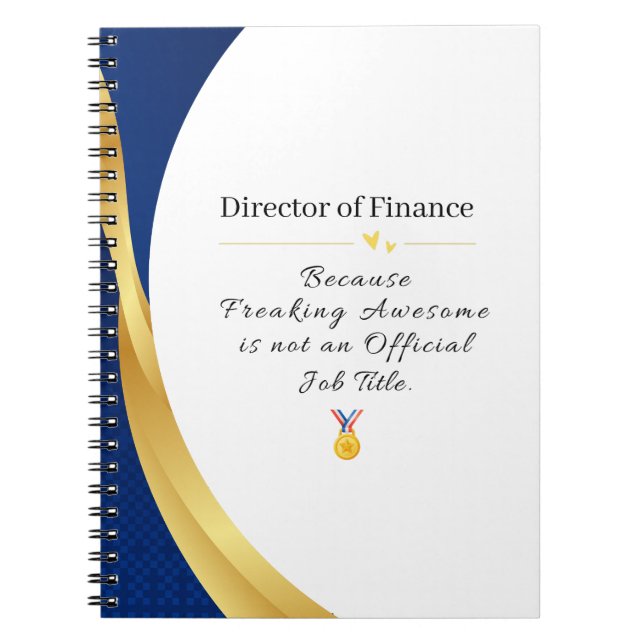 Personalized Profession – Elegant Gold & Blue  Notebook (Front)
