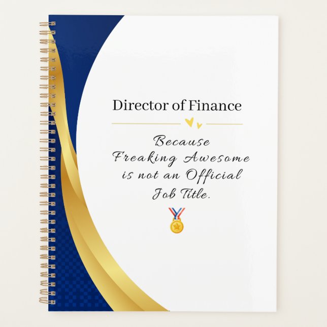 Personalized Profession – Elegant Gold & Blue  Planner (Front)