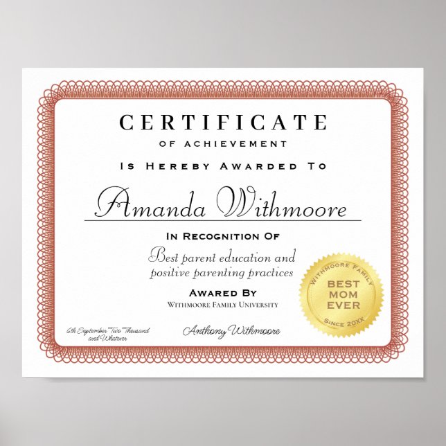Personalized Professional diploma certificate Poster (Front)