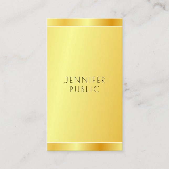 Personalized Professional Elegant Faux Gold Modern Business Card (Front)