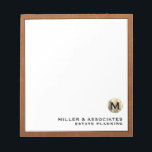Personalized Professional Luxury Branded Notepad<br><div class="desc">Elevate your professional image with this luxurious personalized notepad. The brushed gold monogram emblem with your company name and specialty, framed in sable leather print, exudes sophistication and professionalism. The classic black typography on a white background provides a sleek and modern look. Perfect for taking notes, writing memos, or as...</div>