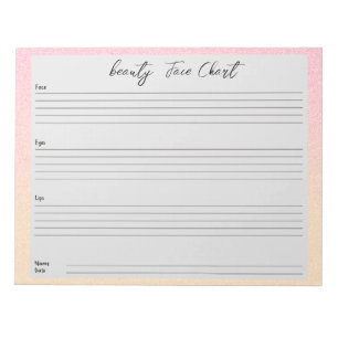 Personalized professional  Makeup Face Chart Notepad