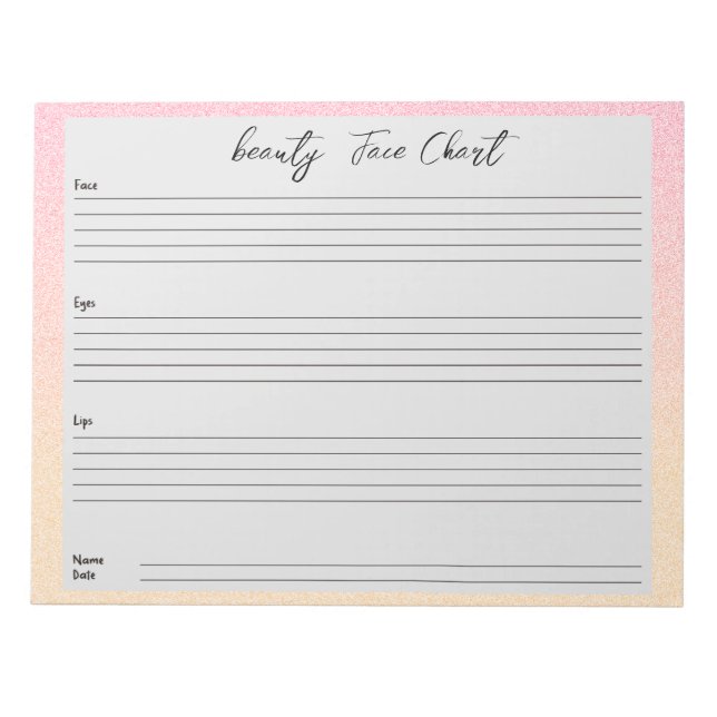 Personalized professional  Makeup Face Chart Notepad (Front)