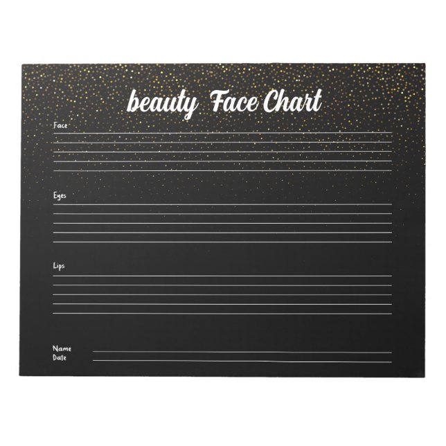 Personalized professional Makeup Face Chart Notepad (Front)