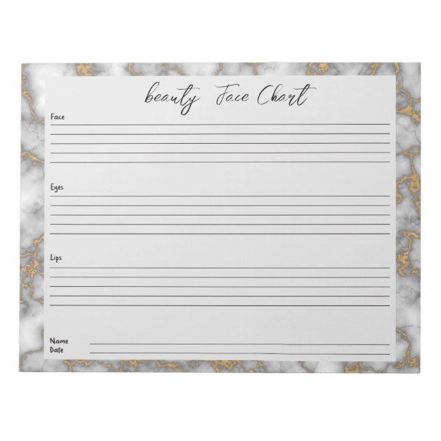 Personalized professional  Makeup Face Chart Notepad (Front)