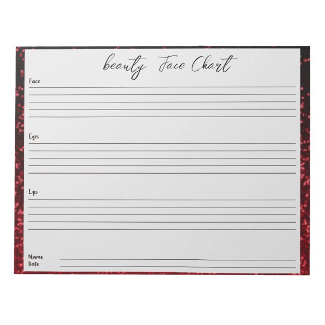 Personalized professional  Makeup Face Chart Notepad (Front)
