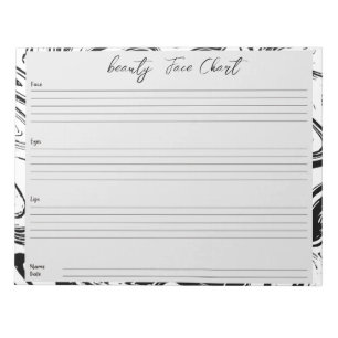 Personalized professional  Makeup Face Chart Notepad