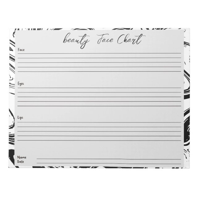 Personalized professional  Makeup Face Chart Notepad (Front)