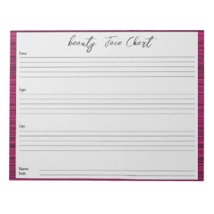 Personalized professional  Makeup Face Chart Notepad