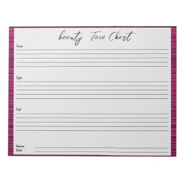 Personalized professional  Makeup Face Chart Notepad (Front)