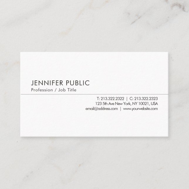 Personalized Professional Modern Simple Template Business Card (Front)