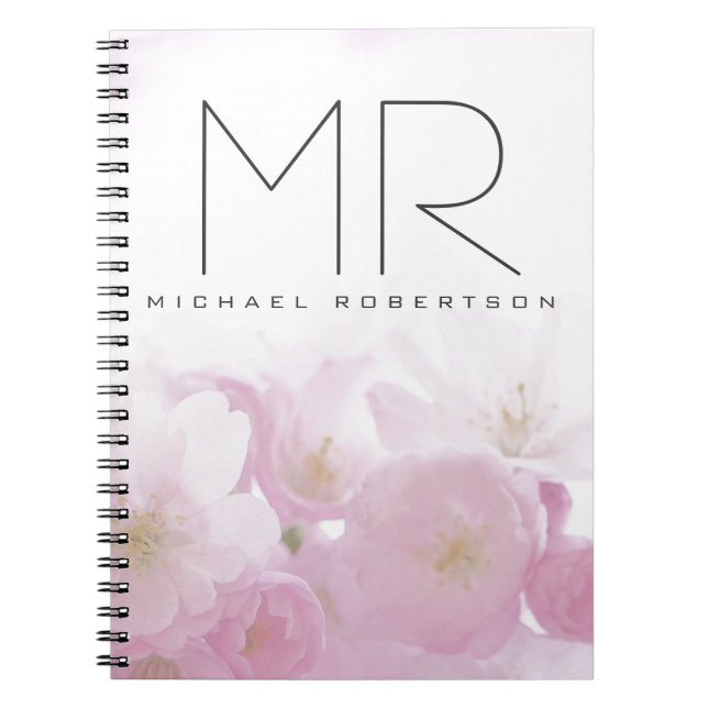 Personalized Professional Monogram Minimal Floral Notebook (Front)