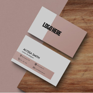 Personalized Professional Rose Pink Elegant Logo Business Card