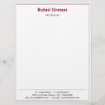 Personalized Professional Your Business Letterhead<br><div class="desc">Custom Colours and Font - Simple Personalized Name Profession Address Contact Information Modern Personal or Business Office Letterhead - Add Your Name - Company / Profession - Title / Address / Contact Information - Phone / E-mail / Website / more - or Remove - Choose / add your favourite Colours...</div>