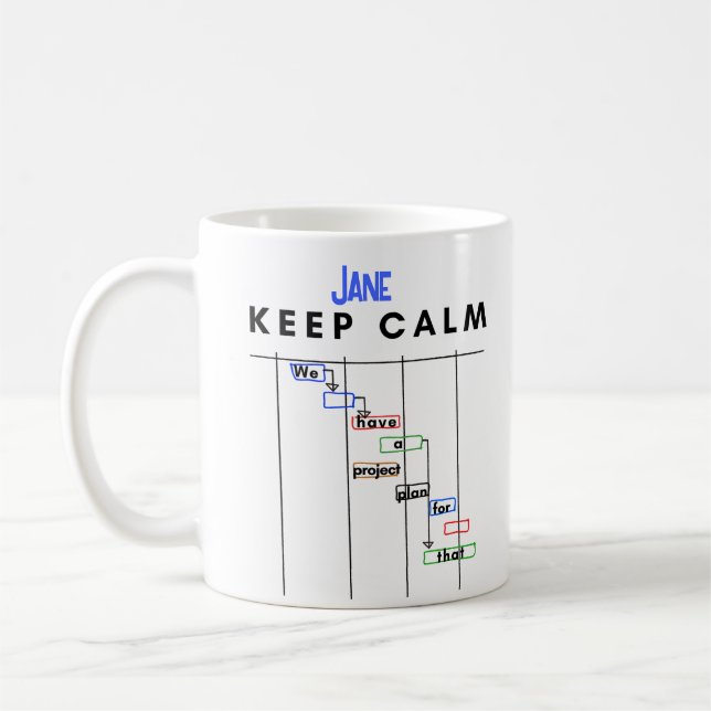 Personalized Project Manager Gantt Keep Calm Coffee Mug (Left)