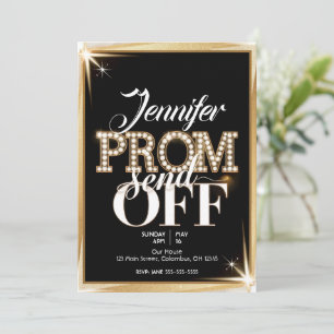 Personalized PROM SEND-OFF Elegant Black and Gold Invitation