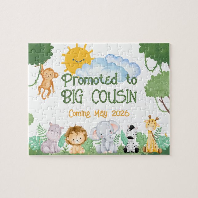 Personalized Promoted to Big Cousin Jungle Puzzle (Horizontal)